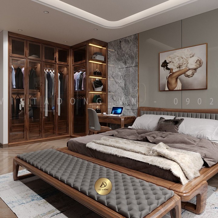 Giường ngủ gỗ óc chó VPOLITE-GN-04